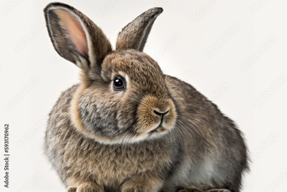 Fototapeta premium studio close up of an easter rabbit against a white background. Generative AI