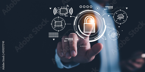 cybersecurity concept, AI technology. user privacy security and encryption, secure internet access Future technology and cybernetics, internet security,