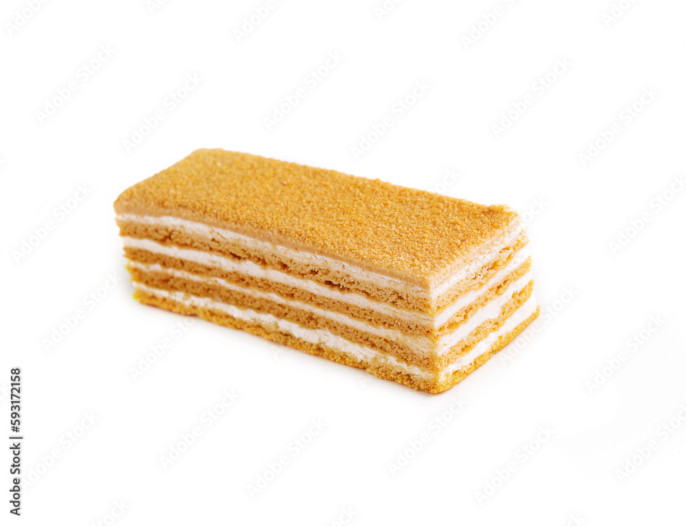 Napoleon slice cake of puff pastry with cream Napoleon slice cake of puff pastry with cream