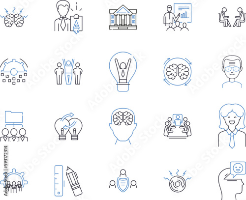 Department managers outline icons collection. Managers, Department, Heads, Supervisors, Executives, Chiefs, Leaders vector and illustration concept set. Administrators, Directors, Chairpersons linear