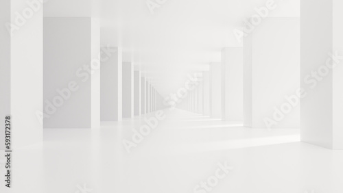 Fototapeta Naklejka Na Ścianę i Meble -  3d render of abstract white futuristic tunnel architecture.