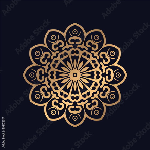 Single Colorful Golden Mandala Design Background