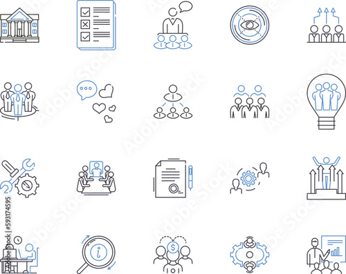 Supply chain team outline icons collection. Supply, chain, team, procurement, logistics, inventory, operations vector and illustration concept set. management, planning, distribution linear signs