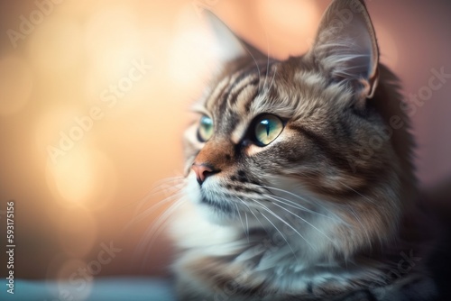  a close up of a cat with a blurry background. generative ai