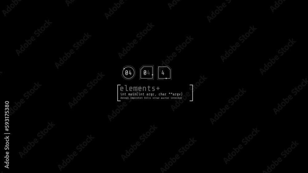 Animated HUD infographic element with geometric and text parts.
