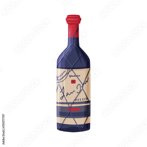Glass of Georgian Wine in Bottle as Cultural Symbol and Country Attribute Vector Illustration