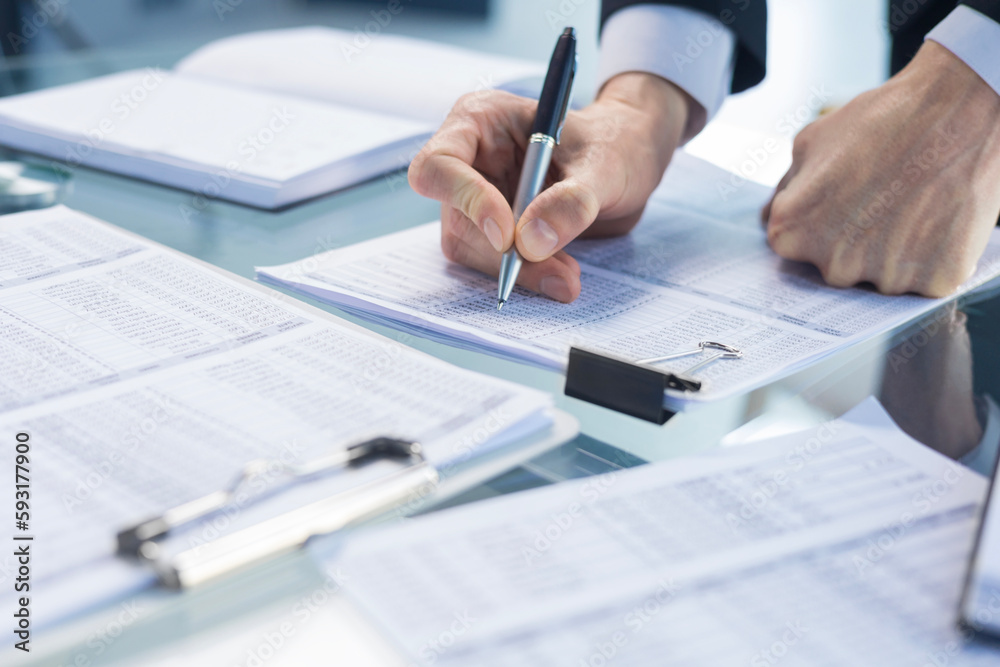 Business adviser analyzing financial figures denoting the progress in the work of the company. Business adviser analyzing financial figures denoting the progress in the work of the company.