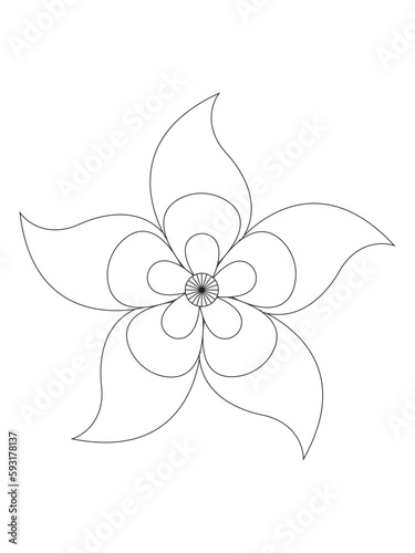 Flowers  Leaves Coloring page Adult.Contour drawing of a mandala on a white background.  Vector illustration © Somrat