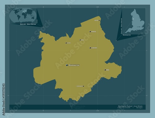 Warrington, England - Great Britain. Solid. Labelled points of cities photo