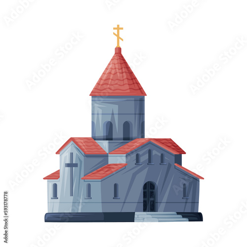 Cathedral or Church as Georgia Country Attribute Vector Illustration