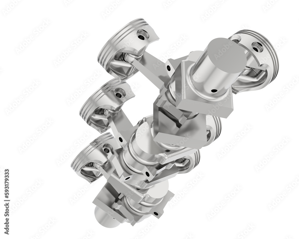 Crank shaft isolated on transparent background. 3d rendering - illustration Crank shaft isolated on transparent background. 3d rendering - illustration