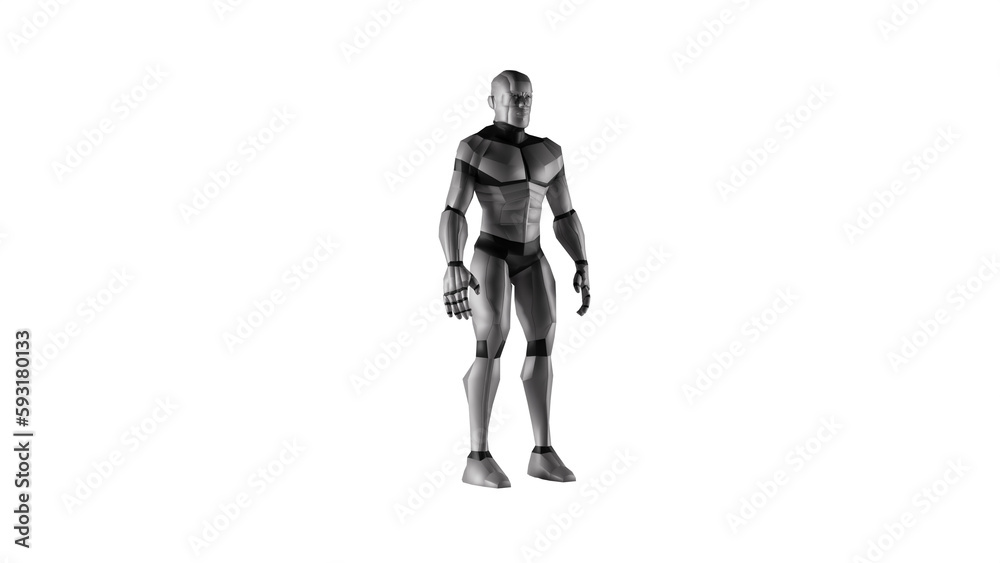 3d low polygon man robot