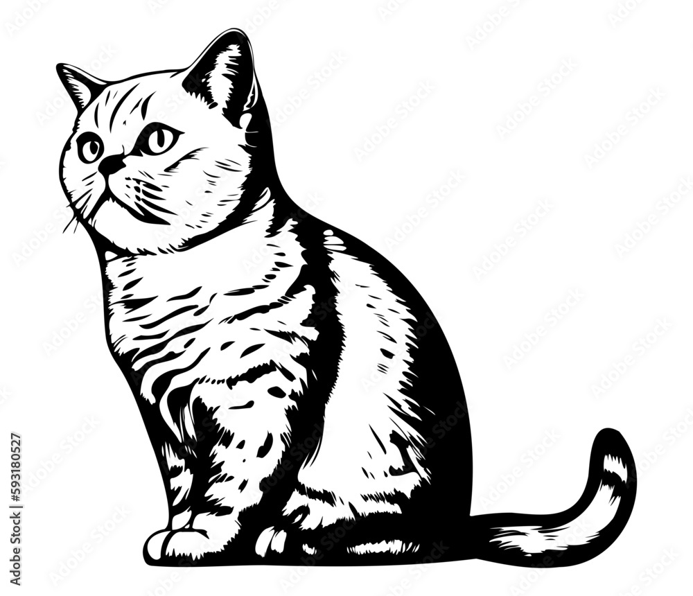 Φωτογραφία Scottish fold Face, Silhouettes cat face SVG, black and white Scottish fold vect