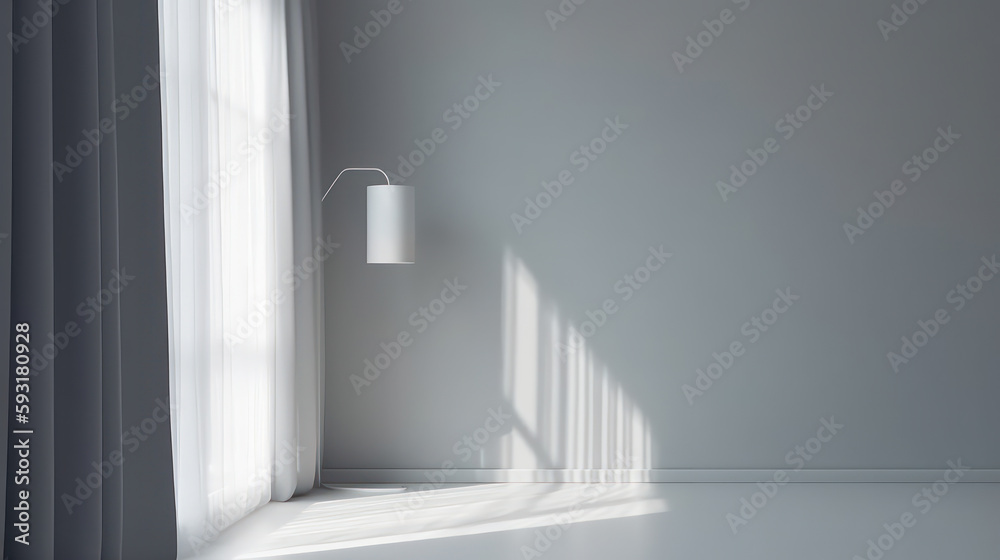 Fototapeta premium Simplicity in Design: Minimalistic Light Grey Background with Window Shadows for Product Presentation