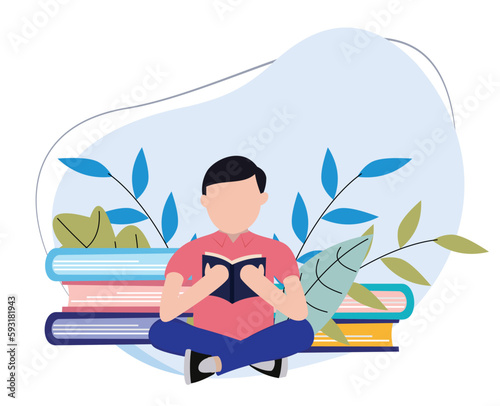 man reading a book. read a book. reading book concept. world book day