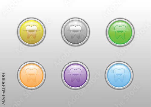 dental orthodontic tooth button logo with multi color