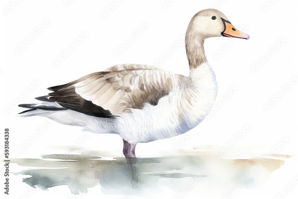 a watercolor painting of a duck standing on the water. generative ai a watercolor painting of a duck standing on the water. generative ai