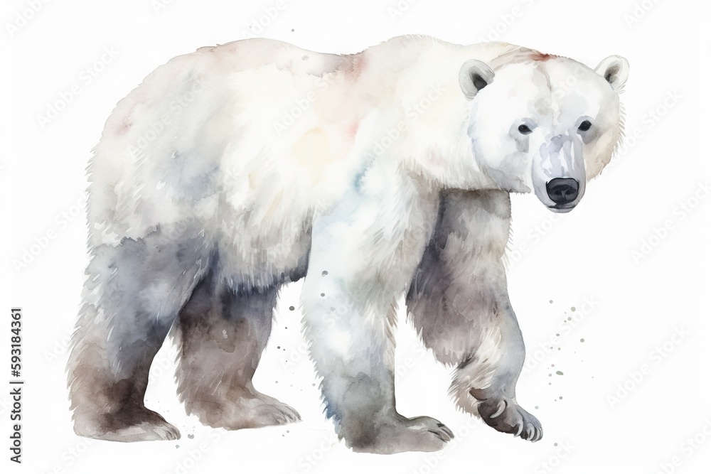 a watercolor painting of a polar bear on a white background. generative ai a watercolor painting of a polar bear on a white background. generative ai