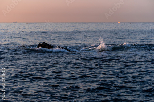 朝の三浦半島の海と水平線