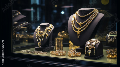 Luxury jewellery in a shop window photo