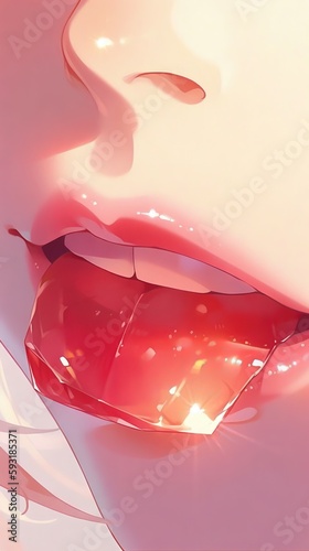  a close up of a person's mouth and tongue. generative ai