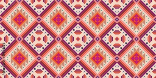 Thai art pattern. Abstract geometric ethnic patterns. Design for background, wallpaper, fabric, textile, Clothing, fabric, batik, Knitwear, Embroidery, ikkat, ikat, wrapping, sarong.