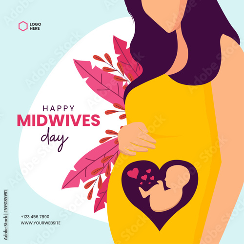 International Day of Midwives illustration. Midwives Day social media post illustration.