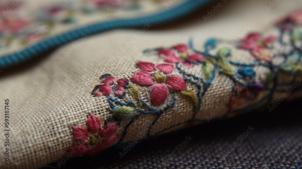 Fototapeta premium embroidered fabric edge, close up