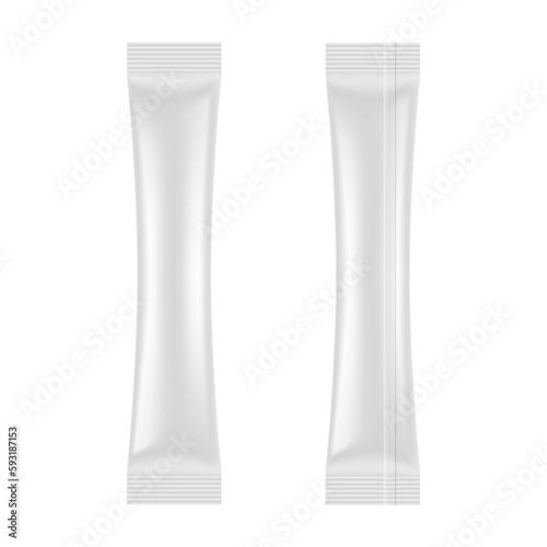 Stick sachet mockup isolated on white background. Vector illustration 