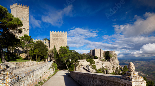 Erice, Trapani. Torri del Balio con il Castello di Venere photo