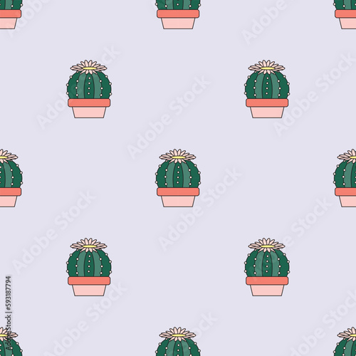Pattern seamless Cactus cartoon cute doodle. green cactus concept. Cute desert plants. Decorative natural elements are isolated on purple. flat design adorable concept.