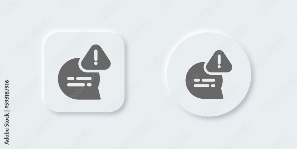 Error solid icon in neomorphic design style. Alert signs vector illustration. Error solid icon in neomorphic design style. Alert signs vector illustration.