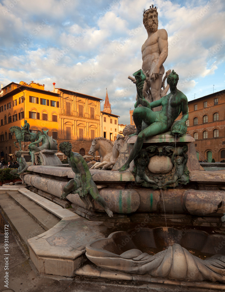 Firenze.Fontana del Nettuno in Piazza della Signoria
