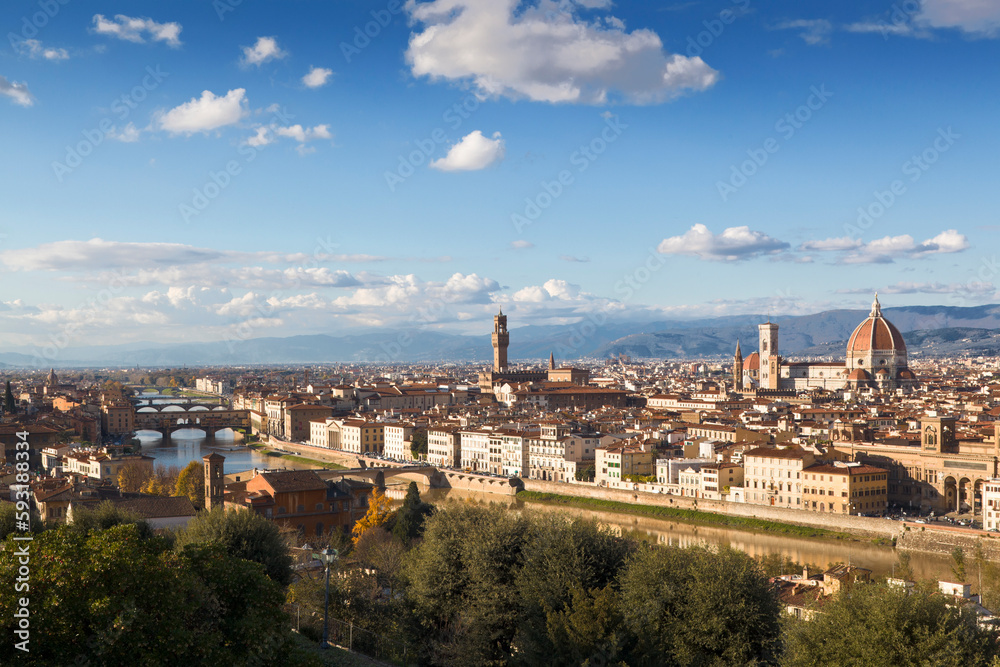 Firenze. Veduta da Piazzale Michelangelo con l'Arno 
