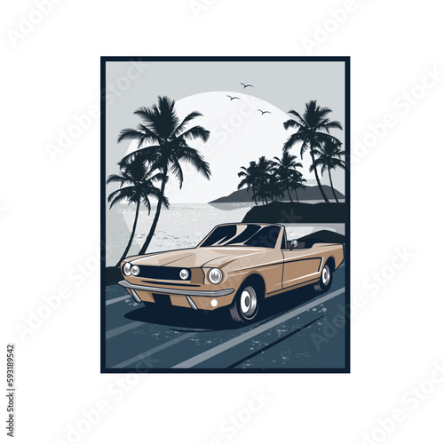 classic car on the beach