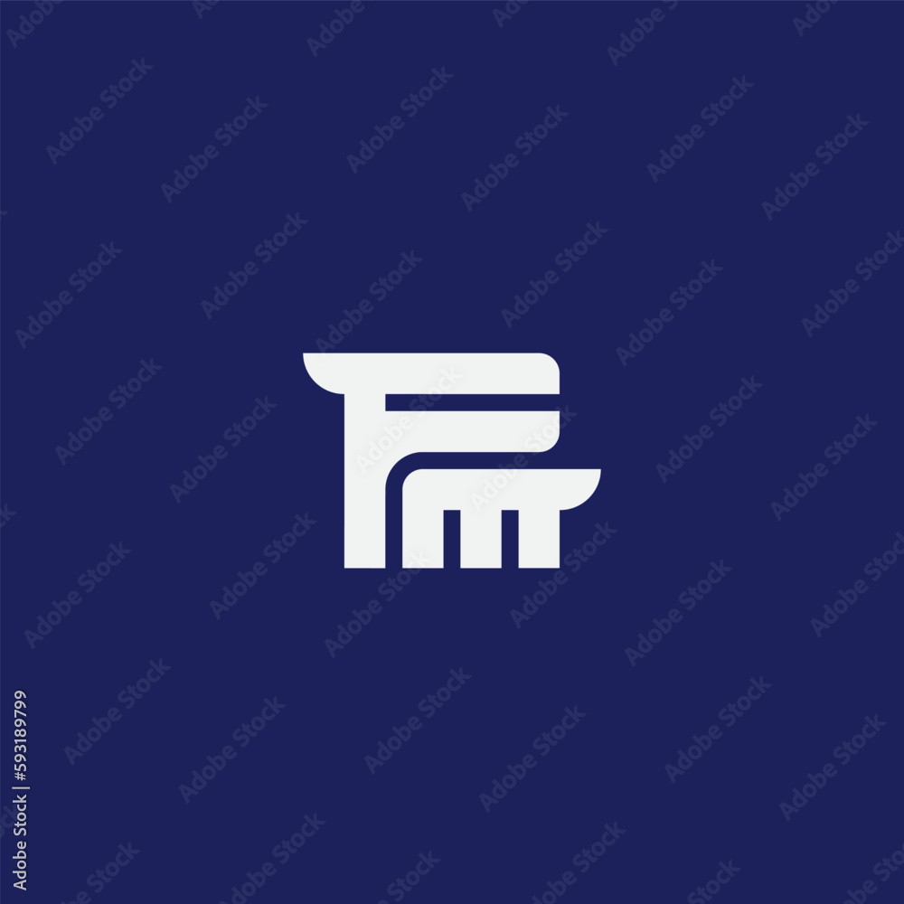Logo with letters F and M in the form of a silhouette of animal with legs, ears and tail. Logotype, monogram or initials. Vector. FM - design element or icon. Logo with letters F and M in the form of a silhouette of animal with legs, ears and tail. Logotype, monogram or initials. Vector. FM - design element or icon.