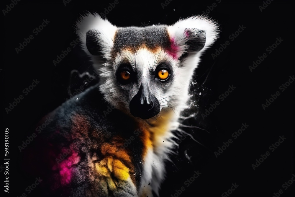 a close up of a lemura with a black background. generative ai a close up of a lemura with a black background. generative ai