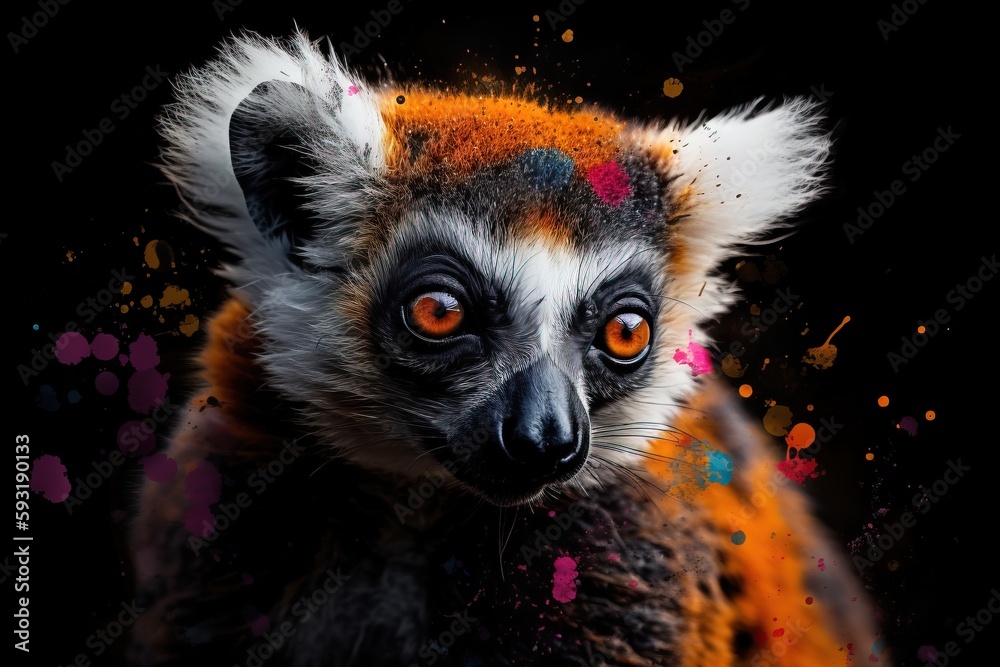 a close up of a small animal on a black background. generative ai a close up of a small animal on a black background. generative ai