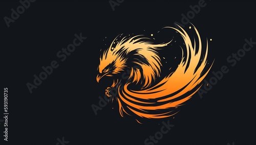 Wallpaper Mural Abstract illustration of a flaming eagle on black background - Generative AI Torontodigital.ca