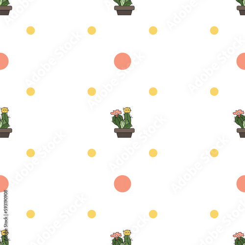 Pattern seamless Cactus cartoon cute doodle. green cactus concept. Cute desert plants. Decorative natural elements are isolated on white. flat design adorable concept.