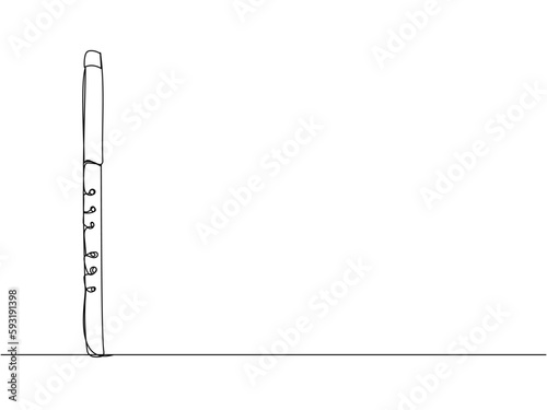 Sopilka one line art. Continuous line drawing of music, wind, instrument, surma, culture, ukrainian, ethnic, ukraine, lute, traditional, musical, national, folk