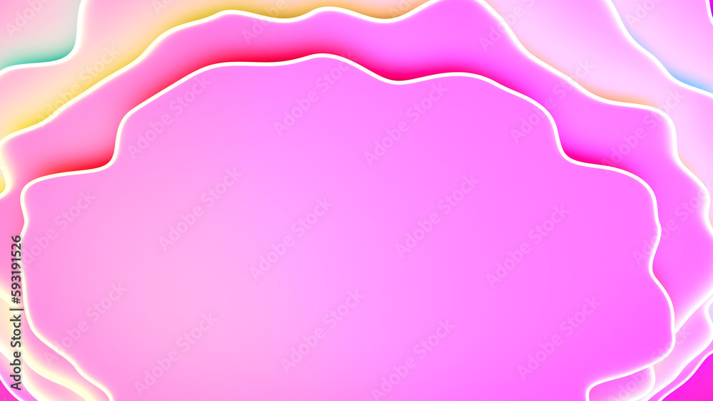 Fototapeta premium colorful bright rainbow winking delicate objects on pink bg - abstract 3D rendering