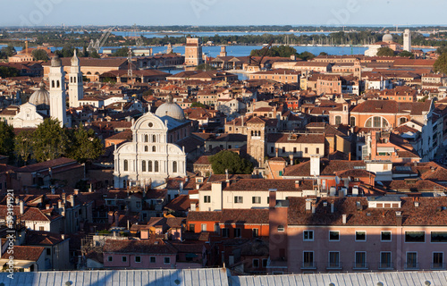 Venezia. Veduta aerea verso la Laguna con la Chiesa di San Zaccaria