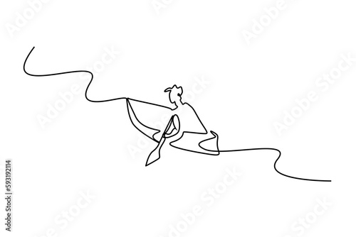 human person kayak canoe water sport lifestyle  line art