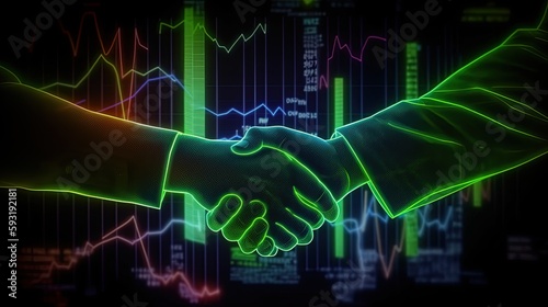 concept of a virtual deal with a handshake, agreement, generative ai