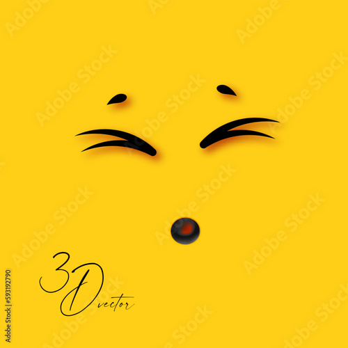 3D emational face on yellow background. Sing and cry
