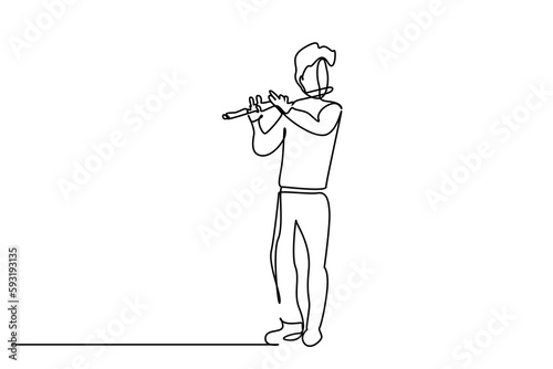 man playing flute ney musical instrument line art photo