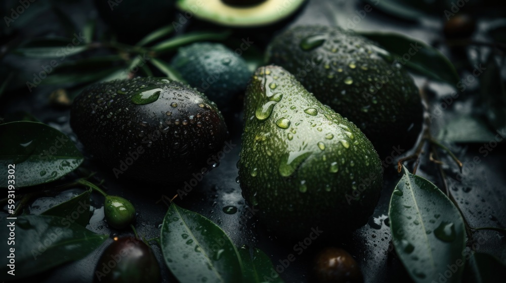 Fruits posters with water drops