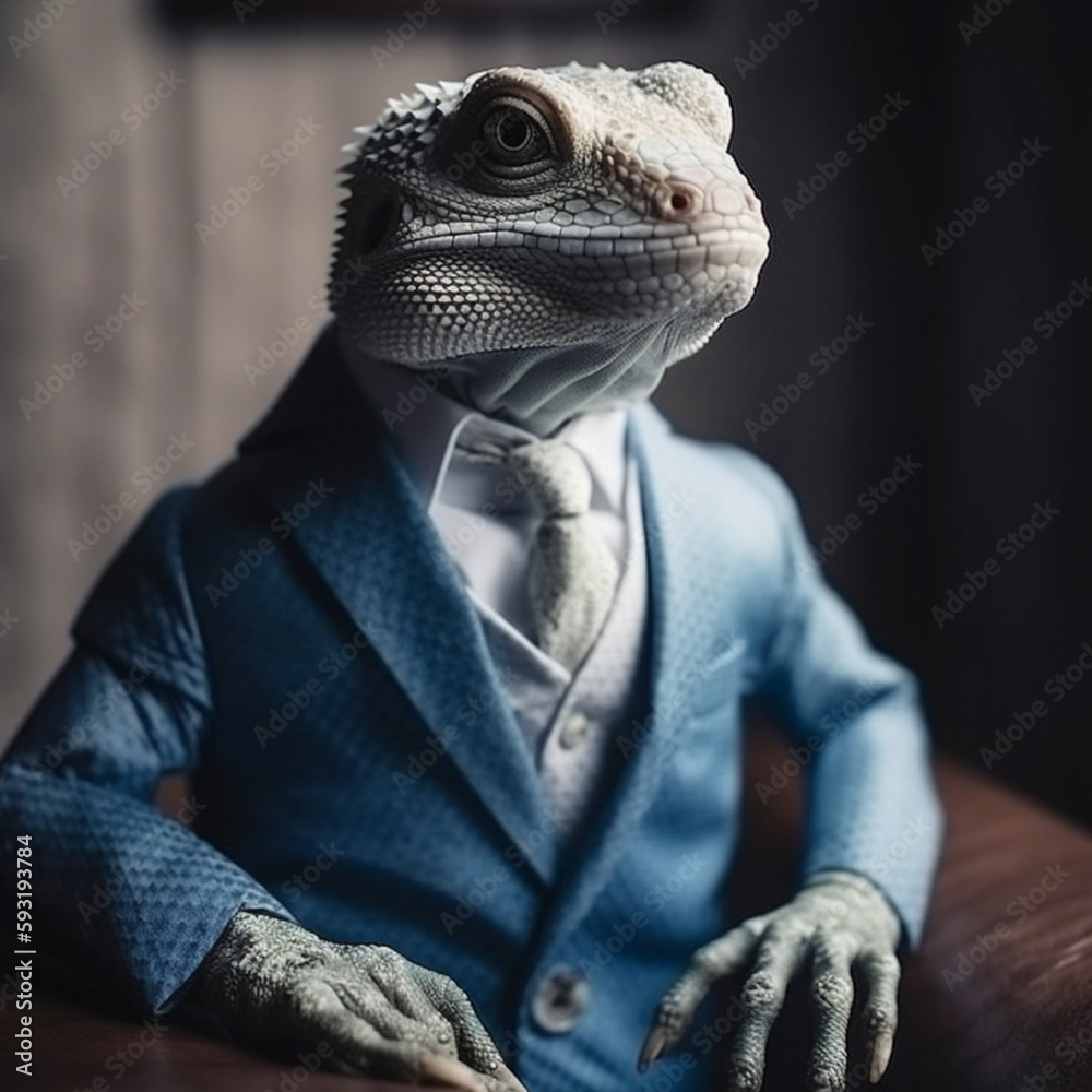 Funny lizard in a bussines swit Funny lizard in a bussines swit