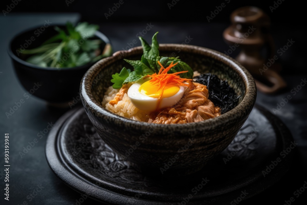 Food photography culinary art noodles with eggs Food photography culinary art noodles with eggs